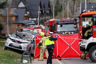 Drzewo przewróciło się na jadący samochód w Zakopanem