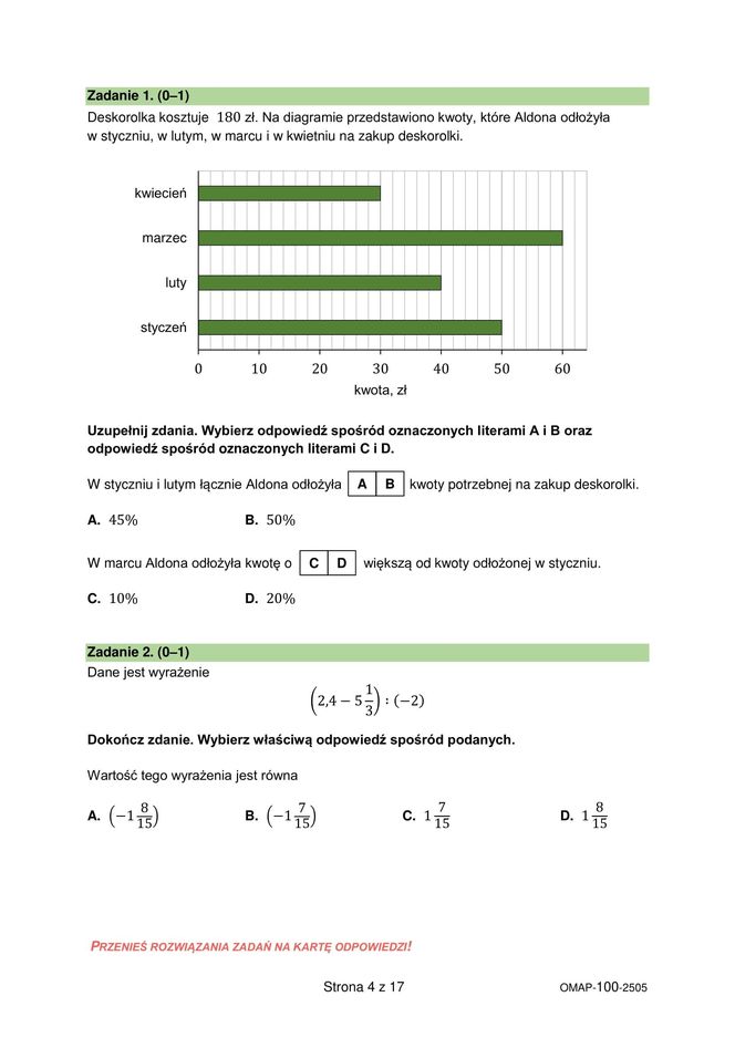 Egzamin ósmoklasisty 2025 - matematyka