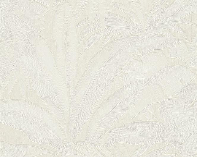Biała tapeta z motywem liści palm