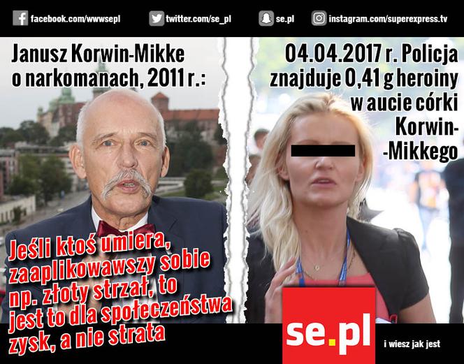 Janusz Korwin-Mikke i córka Korynna. Narkotyki