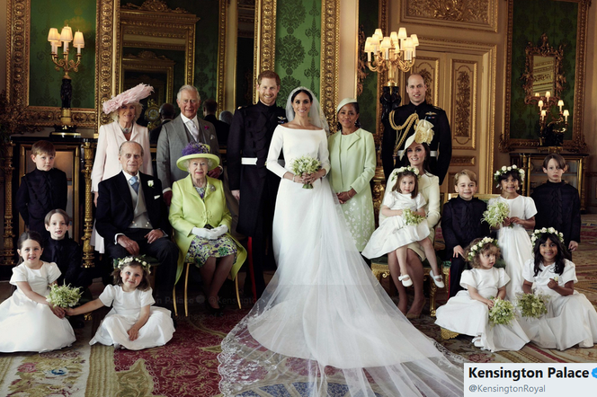 Meghan Markle i książę Harry z całą rodziną królewską