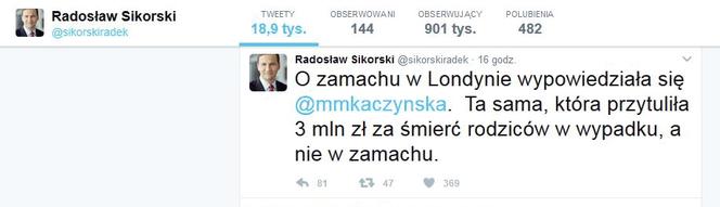 Radosław Sikorski twitter o marcie kaczyńskiej