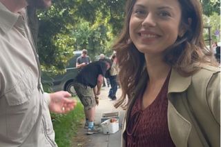 	M jak miłość nowy sezon po wakacjach. Kasia (Paulina Lasota), Mariusz (Mateusz Mosiewicz) na planie