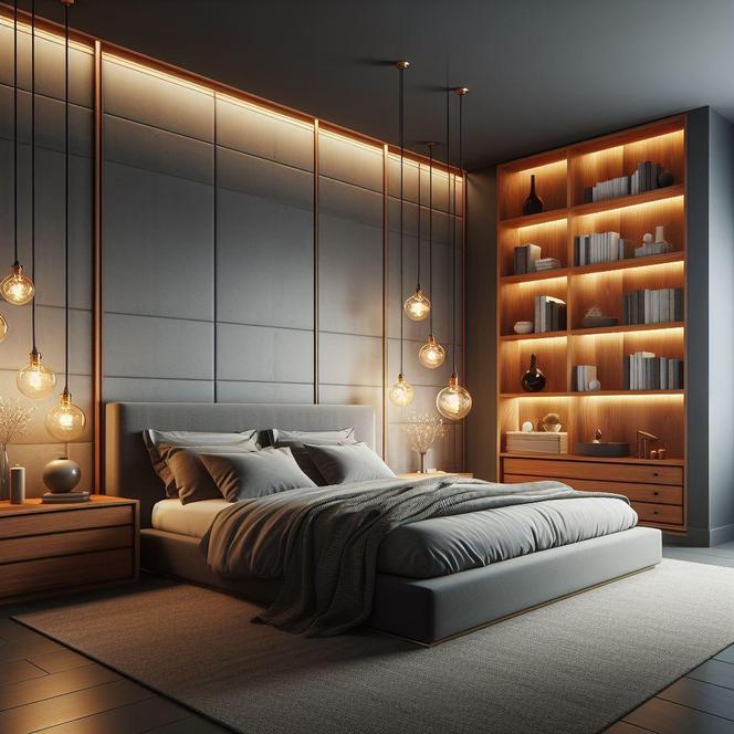 Oświetlenie meblowe podszafkowe LED w sypialni