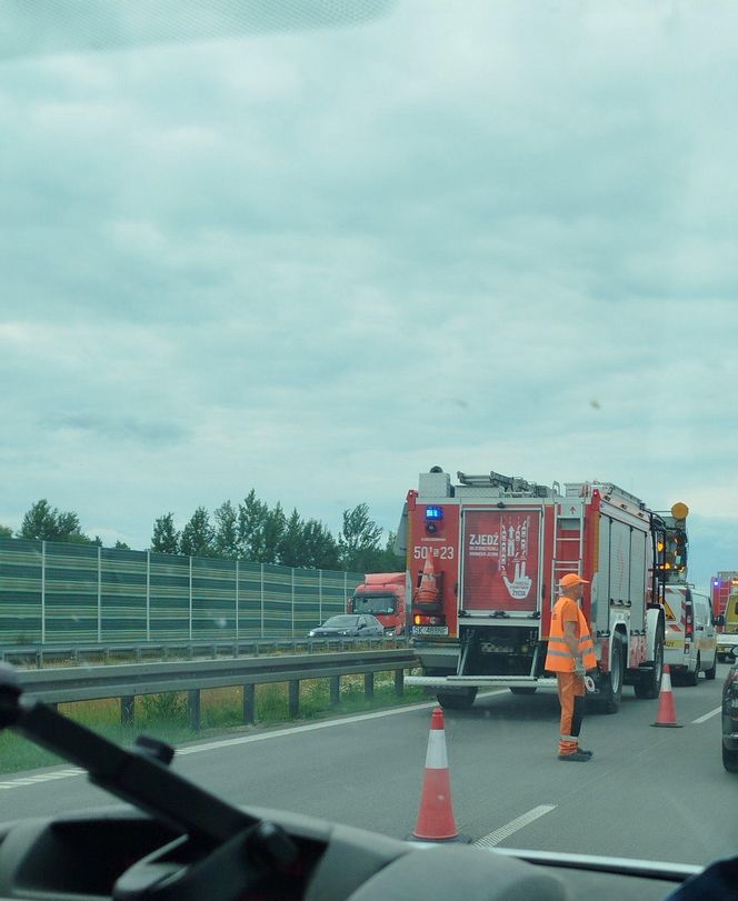 Zator na autostradzie A1 przed zjazdem na Woźniki