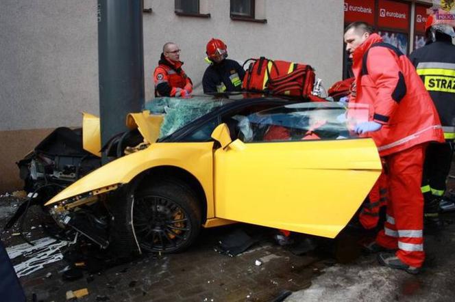 wypadek Lamborghini Gallardo w Sopocie