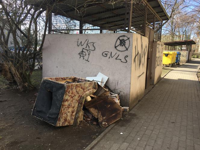 Przy śmietnikach we Wrocławiu łatwo znaleźć stare meble