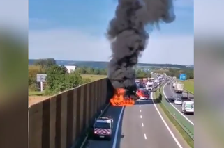 Pożar samochodu na autostradzie A4