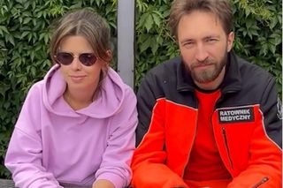 Na sygnale na planie. Piotrek (Dariusz Wieteska), Martyna (Monika Mazur)