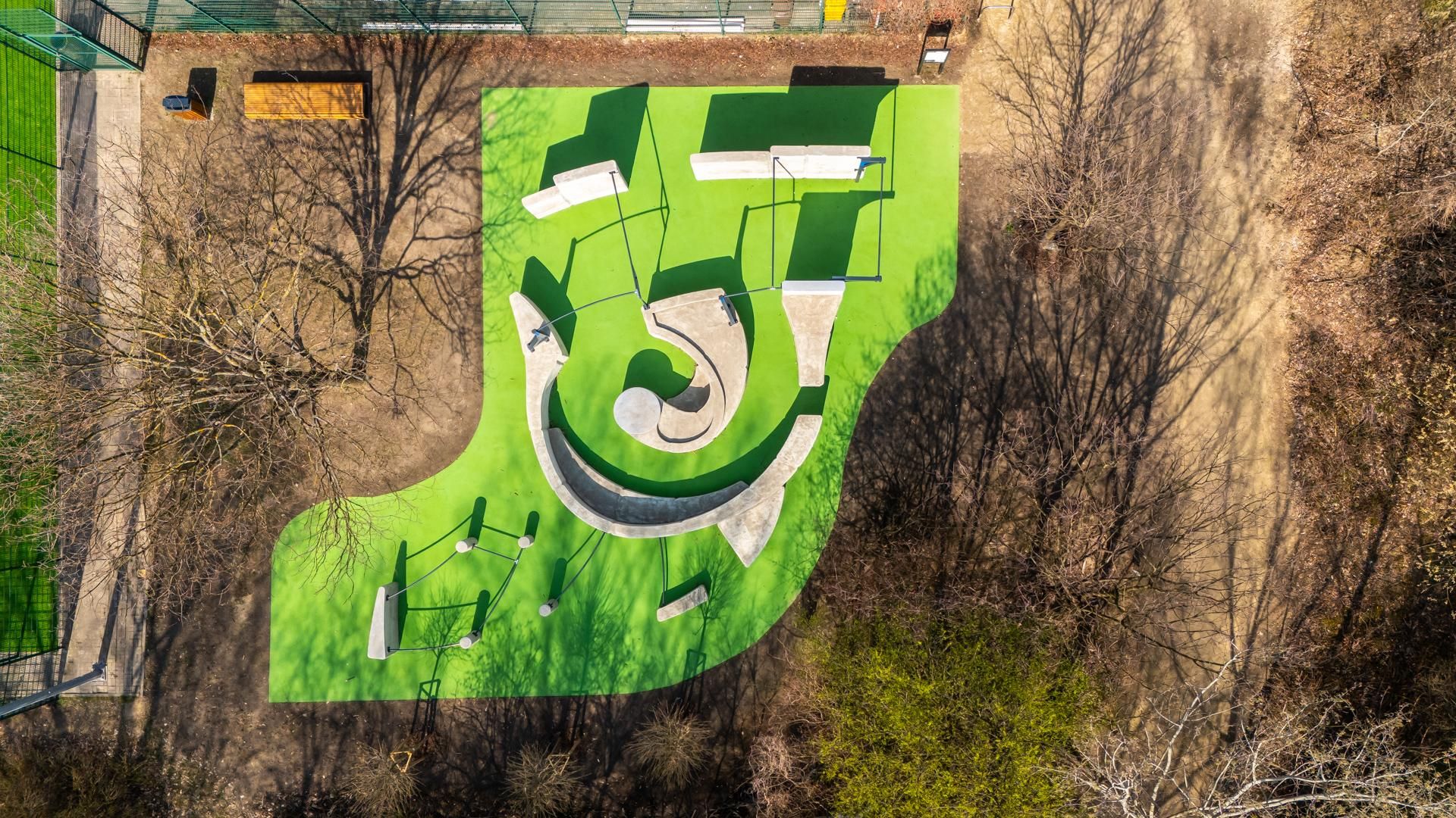 Flowpark do ćwiczenia parkouru, park Przy Bażantarni