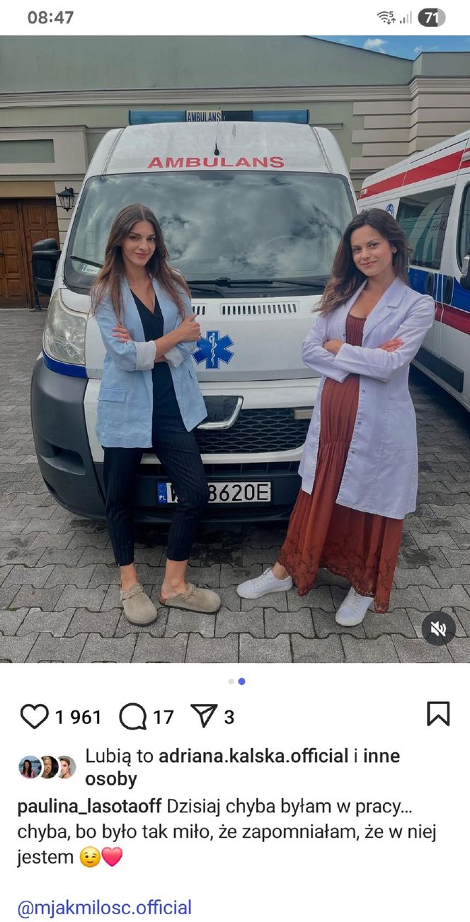 M jak miłość nowy sezon. Kasia (Paulina Lasota), laborantka Anna Sokołowska (Katarzyna Russ) na planie