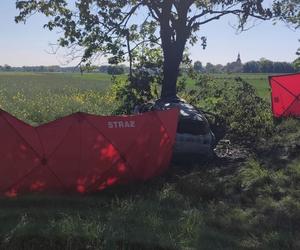 Śmiertelny wypadek pod Oławą. Kierowca mazdy zginął w płomieniach