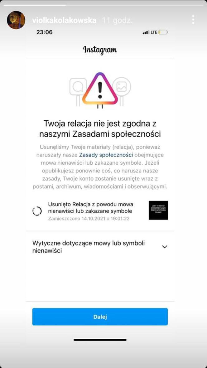 Wpis Violi Kołakowskiej usunięty