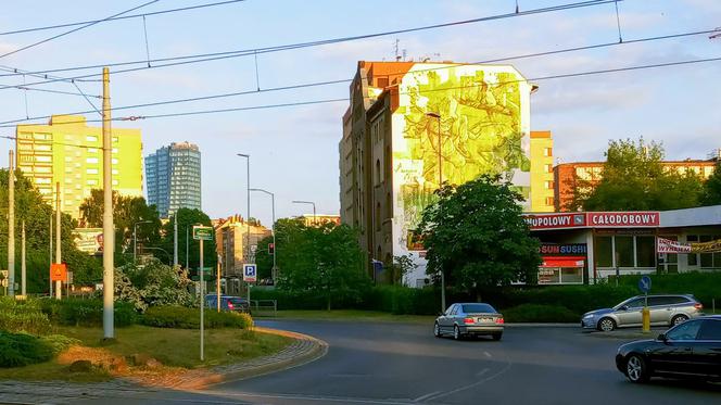 Ekologiczny mural przy Rondzie Giedroycia w Szczecinie