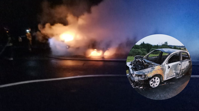 Pijany 21-latek w płonącym aucie na A4. Policja apeluje [ZDJĘCIA]