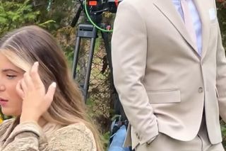 Barwy szczęścia. Hubert (Marek Molak), Agata (Natalia Zambrzycka) na planie