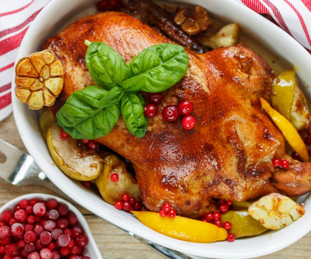 gęś nadziewana grzybami