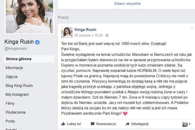 Wpadka Kingi Rusin na Facebooku. Prezenterka tłumaczy się z dziwnych komentarzy