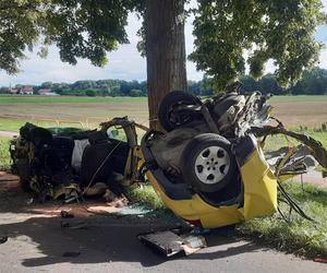 Śmiertelny wypadek pod Świebodzinem. Auto 37- i 32-latka zostało rozerwane na strzępy [ZDJĘCIA].