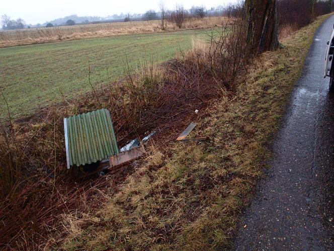 Pies porzucony razem z budą w rowie. „Szukamy zwyrodnialca”