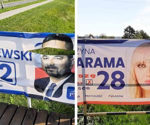 Kampania wyborcza w Rzeszowie. Zniszczone plakaty kandydatów do Sejmu