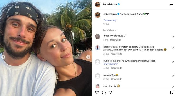 Iza Krzan z partnerem