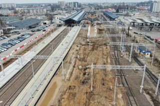Modernizacja Rail Baltica: Stacja Białystok, widok na budowe peronów