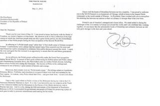 List Baracka Obamy do Bronisława Komorowskiego