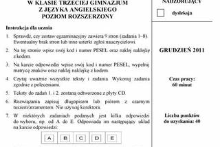 Próbny EGZAMIN GIMNAZJALNY grudzień 2011 - język ANGIELSKI: jakie były PYTANIA, ARKUSZE, ODPOWIEDZI, PRZECIEKI