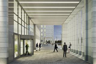 Nowa krakowska inwestycja Opolska Business Park – wizualizacje wejścia do biurowca