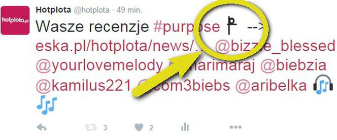 Purpose emoji na Twitterze - Justin Bieber Purpose - specjalna ikona