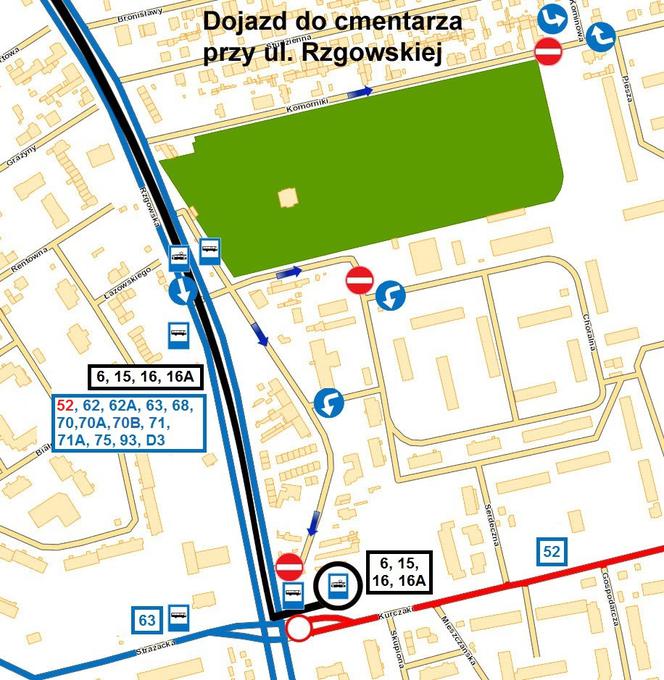 Dojazd do cmentarza "Komorniki"