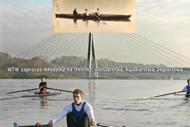 Plakat promujący Warszawskie Towarzystwo Wioślarskie na ulicach Warszawy