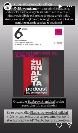 Jest oficjalne stanowisko teatru po rzuceniu przez Wojewódzkiego pracy. Kuba rzucił nowe światło na aferę
