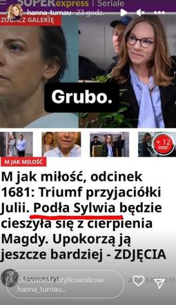 M jak miłość. Julia Malicka (Marta Chodorowska) "nie jest podła"