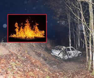 Kierowca spłonął żywcem. Potworny wypadek pod Starogardem Gdańskim. Auto zmieniło się w pochodnię