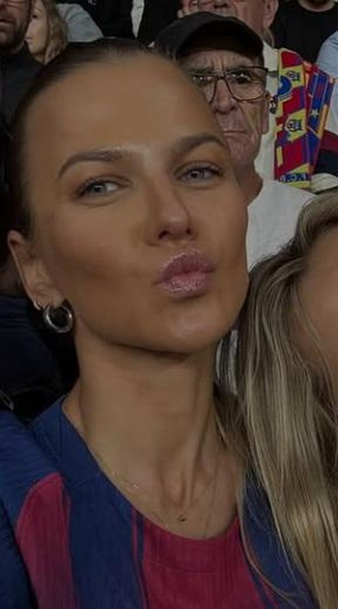 Anna Lewandowska na meczu Barcelony