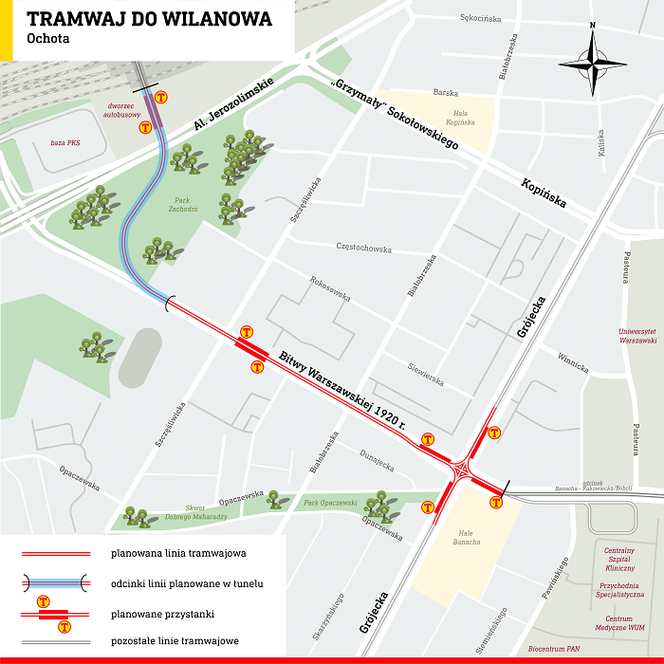 Tramwaj przejedzie tunelem na dworzec Warszawa Zachodnia