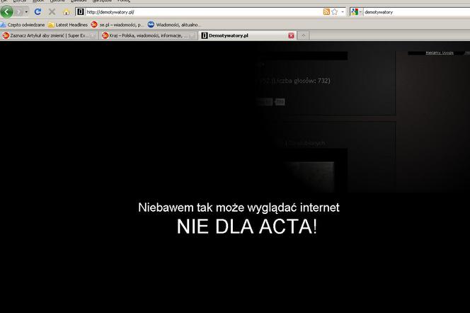 Nie dla ACTA - protest na stronie Demotywatory.pl