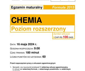 Matura 2024: chemia rozszerzona – ARKUSZ FORMUŁA 2015