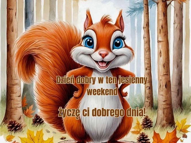 Kartki jesienne dzień dobry w weekend