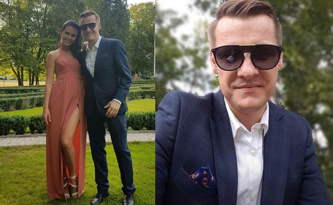 Marcin Mroczek i jego żona Marlena na ślubie