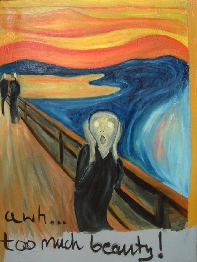 Krzyk awh… too much beauty! Tribute to Edvard Munch, 2012, 80 x 60 cm, olej, płótno