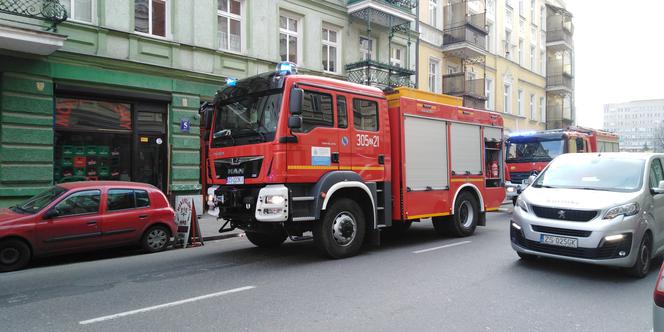 Pożar kamienicy przy ul. Emilii Plater w Szczecinie