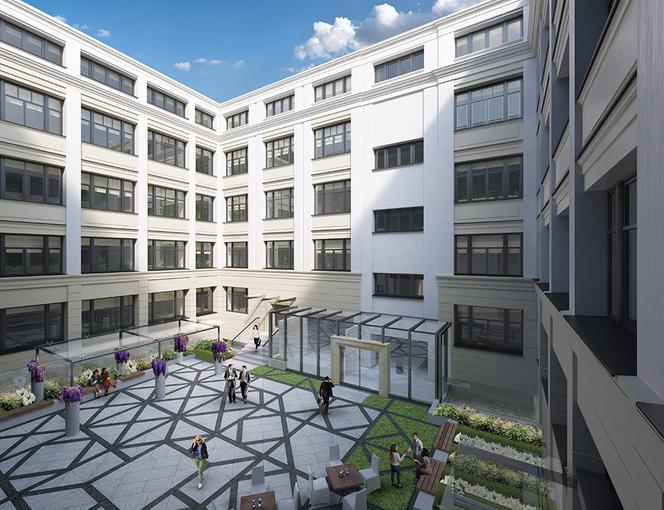 Zielone atrium w największym budynku kompleksu biurowców Dzielna 60 