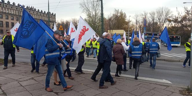 Protest hutników w Krakowie