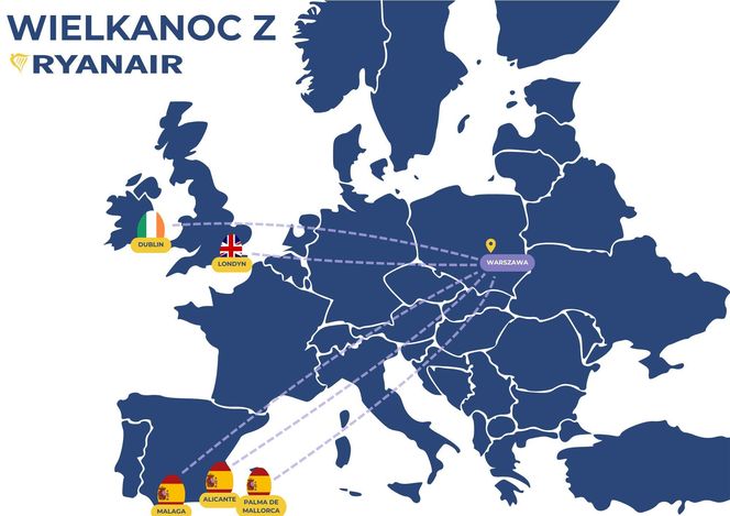 Mapa wielkanocnych wyjazdów Polaków 2025