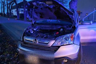 Wierzchosławice. Pijany jak bela 40-latek huknął w drzewo. Przejechał tylko kilkadziesiąt metrów