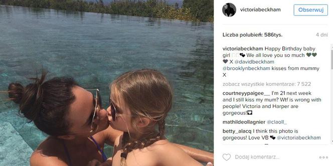 Victoria Beckham całuje córkę w usta
