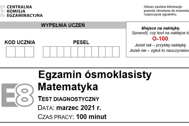 Próbny egzamin ósmoklasisty 2021 - MATEMATYKA 18.03.2021